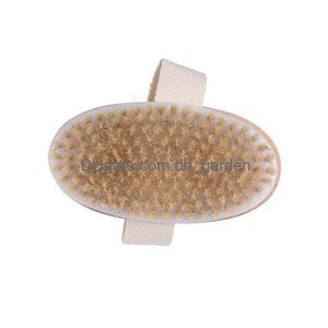 Bath Brushes Sponges Scrubbers New Brush Dry Skin Body Soft Natural Bristle Spa Wooden Shower Brushs Without Handle T2I57 Dhgarden Dhr0M