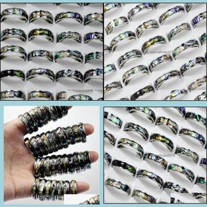 Ringas de banda por atacado 50pcs 6mm de abalone shell aço inoxidável jóias de moda anel de verão para homem mulheres bk lotes gota de entrega dhqqp