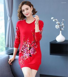 Casual Dresses High Quality Women Knitted Dress 2023 Listing Spring Large Size Printted Sweater Fashion Loose Temperament Vestidos