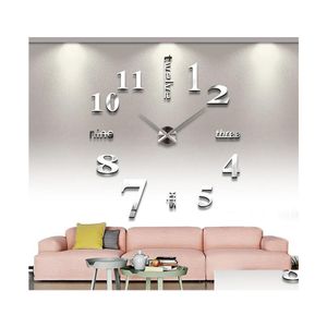 벽 시계 3D DIY 아크릴 미로어 스티커 시계 시계 쿼츠 현대 릴로지 드 홈 장식 드롭 배달 정원 장식 DHTPL