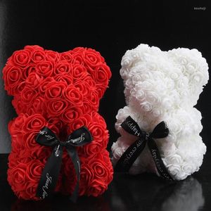 Decorative Flowers Artificial Rose Bear Valentine's Day Gift Engagement Party Decoration Romantic Lover Flower Toy 25cm