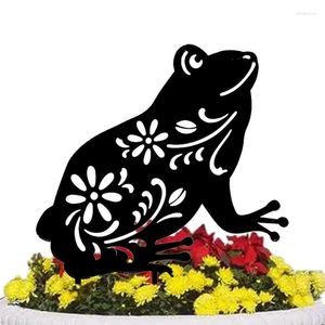Bahçe Dekorasyonları Siyah siluet heykeli 2D Akrilik Hayvan Heykeli Hollow Frog, veranda için kazık işareti ekler