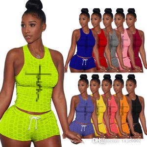 Summer Ladies Yoga Outfits Tracksuits Sexy Letter Printed Crop Top And Shorts 2 Piece Set Designer Women Jogging Suits