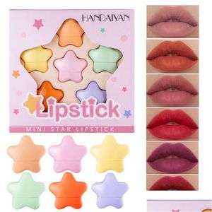 Lipstick 6 Color Star Mini Conjunto para meninas portátil Longlasting Fácil de usar mulheres maquiagem Handaiyan bato