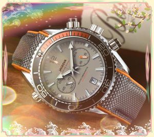 Top Brand Men Watches 43MM Multi-functional Super Bright Quartz Battery Chronograph Running Stopwatch Nylon Fabric Belt President wristwatch montre de luxe