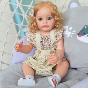 Dolls NPK 55CM FUll body Silicone Reborn Toddler Girl Princess Sue-Sue Hand-detailed Paiting Rooted Hair waterproof Toy for Girls 230111