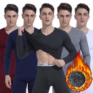 Running Sets Men's Fleece Lined Thermal Underwear Set Motorcycle Skiing Base Layer Winter Warm Long Johns Shirts & Tops Bottom Suit