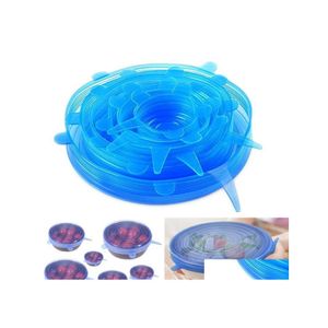 Outras ferramentas de cozinha 6pcs/conjunto sile alongamento pátio de sucção tampas alimentos grau fresco kee wrap selo pan pan er 4 cor acessórios agradáveis ​​gota d dhjh0