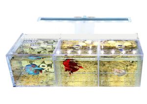 Aquaria Aquarium LED Acryl Betta Fish Tank Set Mini Desktop Light Water Pump Filterstriple