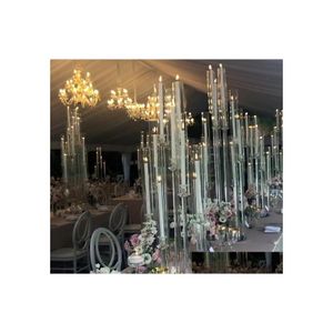 Candle Holders Tall Candelabra Holder Acrylic Crystal 8/10/12 Heads Wedding Table Centerpieces Yudao90 Drop Delivery Home Garden Dhzky