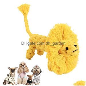 Dog Toys Chews Modeling Cotton Rope Manual Weaving Lion Shape 15.5Cm Pet Mtistrand Knot Resistant Molar Toy For Small Dogs Dhgarden Dhp1F