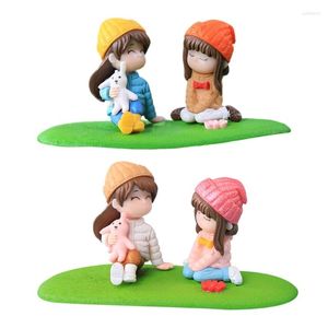 Fiori decorativi Fairy Garden Failies Figurine Accessori in miniatura Accessori per interni da esterno Statue Sister Statue Office Destinazione Decorazione