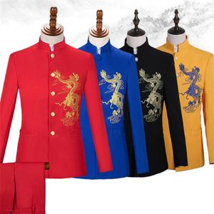 Men's Suits Stand Collar Clothes Men Chinese Tunic Suit Masculino Homme Terno Stage Singers Jacket Blazer Dance Star Style Dress Punk