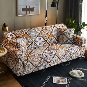 Stolskydd Stretch Printed Sofa Cover för vardagsrum Chaise Longue Anti-Skid mjuk tvättbar 1 2 3 4-sits Sectional Couch Slipcover