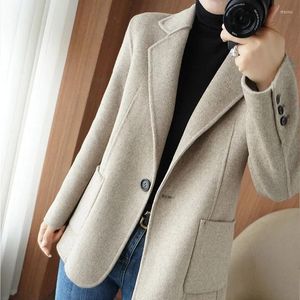 Garnitury damskie jesień i zimowa wełniana kurtka damska odzież Krótka wełniane płaszcze szczupłe dzikie eleganckie koreańskie blezer z odzieży wierzchniej
