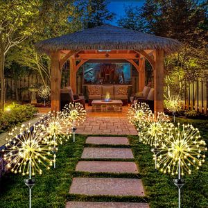 Stringhe Luci solari esterne Ghirlanda 90/120/150 LED Fuochi d'artificio a terra Decorazione del balcone del giardino di Natale 2023 Anno