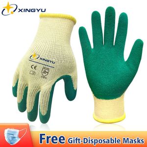 XINGYU Washable Garden Gloves Green Latex Coated Strong Grip Non-Slip 12 Pairs Wear Resistant Constrution Industrial Work