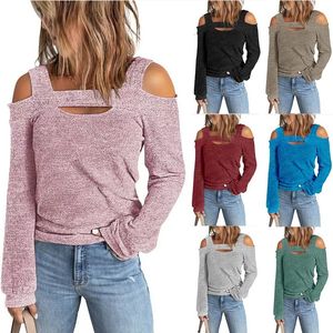 Women's TShirt Summer Women Fashion Strapless Loose Solid Color Long Sleeve Blouse Street Ladies Casual Spring and Autumn Tshirts 230110