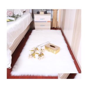 Carpets Rec Soft Fluffy Faux Sheepskin Fur Area Rugs Nordic Red Center Living Room Carpet Bedroom Floor White Bedside Rug Drop Deliv Dhmux