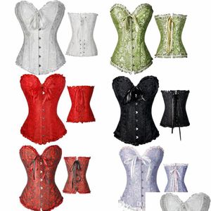Waist Tummy Shaper Satin Bone Lace Up Steampunk Corset Sexy Bustier Women Overbust Slim Straples Drop Delivery Health Beauty Body Dhkjz