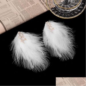 Hair Clips Barrettes Fashion Jewelry Pearls Branch White Feather Hairpin Wedding Dress Po Headpiece Barrette Drop Delivery Hairjewe Dhacp
