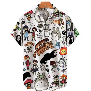 Hayao Miyazaki için Erkekler Günlük Gömlekleri Komşum Totoro Mevcut Kısa Kollu UNISEX Moda Top Anime T Shirt 230111