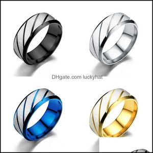 Band Rings 8Mm Stainless Steel Gold Sier Blue Black Color Finger For Men Party Club Wear Birthday Jewelry 1220 B3 Drop Delivery Dhv6P