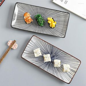 Teller, japanische Sushi-Teller, Unterglasur, rechteckige Schale, kaltes Restaurant, Druckfarbe, flach