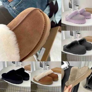 UPS Australia Brandneue DISQUETTE Plateau Slipper Damen Lady Wildleder Mule Schneestiefel Shearling Fur Sandal Slides CHESTNUT Black Grey AUS