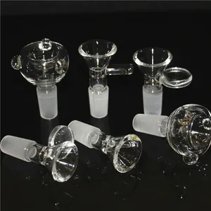 Wasserpfeifen-Mundspitzen zum Rauchen, Glas-Räucherschalen mit Griff, klare Farbe, klassische Bong-Schüssel, 10, 14, 18 mm männlicher Trockenkräuterhalter für Wasserpfeifen-Dab-Rig