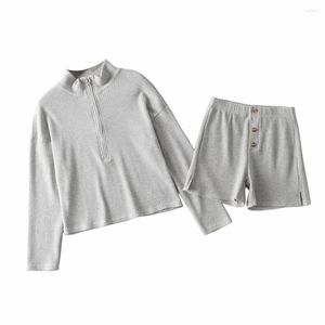 Tute da donna Maglione Donna Allentato Casual Zip Up Outwear Primavera Autunno Caldo manica lunga scollo a V Top Set completo sportivo