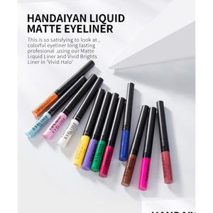 Eyeliner 12Pcs Handaiyan Matte Eyes Makeup Oogpotlood Waterproof Liner Pour Yeux White Blue Eye Liquid For Party Mat Eyeshadow Drop Dhv1Y