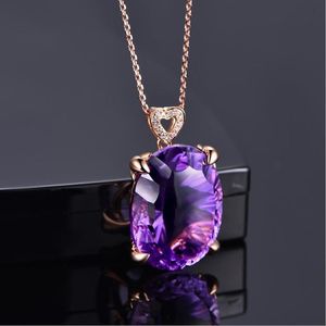 Pendant Necklaces Everoyal Vintage Silver Plated Clavicle Necklace For Women Jewelry Top Quality Zircon Oval Purple Girl Birthday Bijou