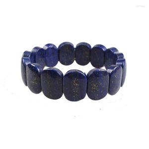 Cazibe bilezikler erkek kadınlar doğal taş lapis lazuli boncuklar elastik ip bilezikleri el yapımı mücevher enerjisi