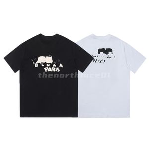 Design Luxury Fashion Mens T shirt Art Painting Letter Print z krótkim rękawem wokół szyi Letnia luźna koszulka Top Czarny biały Rozmiar azjatycki S-2XL