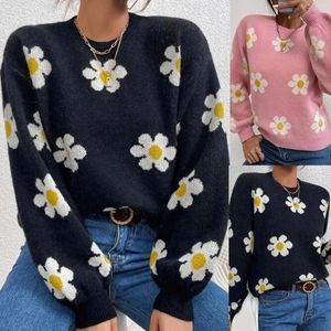 Kadın Sweaters Womengirl Winterautumnspring Floral Sevimli Santa Head Desen Örgü Sweater Yumuşak ve Pürüzsüz Güzel Kadınlar