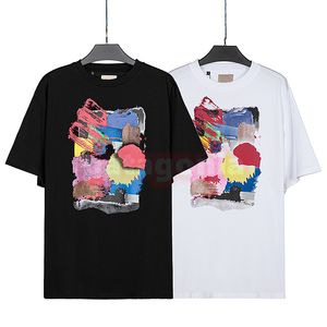 Uomo Donna T-shirt estiva di lusso Marchio di moda Colore Graffiti Stampa T-shirt Amanti Streetwear Abbigliamento Hip Hop Taglia S-XL