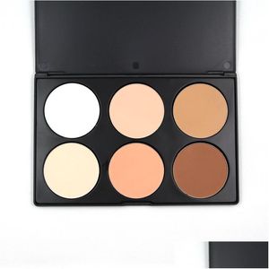 Face Powder Press Powders Makeup Plus Foundation 6 Color Palette Fond de Teint f￶r kvinnor Dagligen anv￤ndningsreparation L￤tt att b￤ra Natural Brigh DHBMW