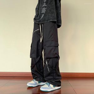 Herrbyxor 2023 fashioin hög midja vintage baggy streetwear multi-pocket kvinnliga byxor grossist