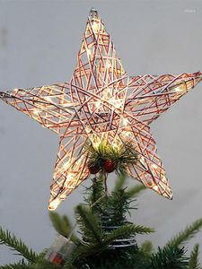 Juldekorationer trädtopp LED -ljus glödande stjärna pentagram prydnadsår hem dekoration navidad 2023