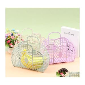 Storage Baskets Bathroom Laundry Basket Small Foldable Mesh Portable Plastic Organizers For Household Clothes Drop Delivery Home Gar Dhztf