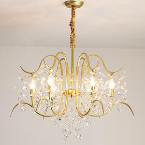 Ljuskronor Crystal Chandelier Lighting Country Restaurant Lights Pastoral Light Luxury Gold Bedroom Living Room Iron LED