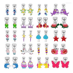 Backs Earrings Animal Star Plant Shape Clip On Colorful Non-pierced Earring Party Favor Princess-Jewelry Ornament Pairs Of 20