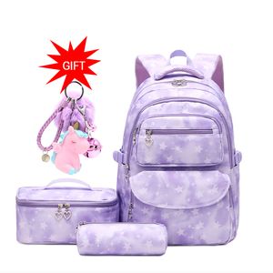 Sacos escolares mochila para crianças meninas com lancheira adolescentes bookbags conjunto saco impermeável das crianças mochilas 230111