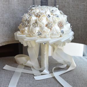 Dekorative Blumen Est Creme Künstliche Hochzeit Brautstrauß Schaumkugel Langlebiger Seidenwurfstrauß für Dekoration