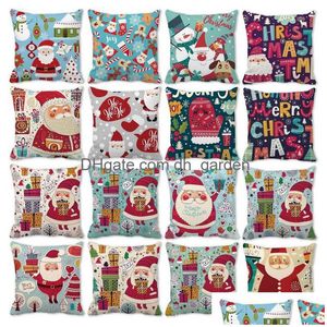 Travesseiro de travesseiro Natal Happy Throe Papai Noel travesseiros ER Peach Skin Veet Sofá Cushion Decoração de mobiliário T9I002146 D DHGARDEN DHTFM