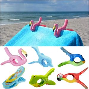 Große Wäscheklammern, Haken, Tier-Papagei, Delfin, Flamingo-förmige Strandtuchklemme, um Wind zu verhindern, Kunststoff-Wäscheklammer, niedliche Trocknungsklammer, 46 Stile, 2023