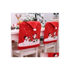 Decorazioni natalizie Sedia Ers Cappello di Natale rosso Merry Back Er Decorazione per feste 60 x 49 cm Drop Delivery Home Garden Forniture festive Dheam