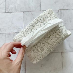 Bolsas de armazenamento Bordado Bordado Teclate Tissue Vintage Lace Napkin Recurting Caso Decorative Case para organizador de desktop de escritório em casa