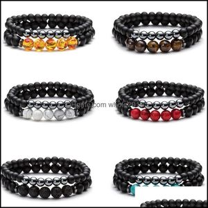 Beaded 2st/Set Natural Stone Strands Charm Armband For Women Men Yoga Sports Party Club Decor Jewelry Fashion Accessories Drop Del DH3VQ